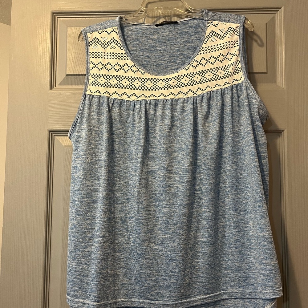 Blue and White Relaxed Boxy Tank Top